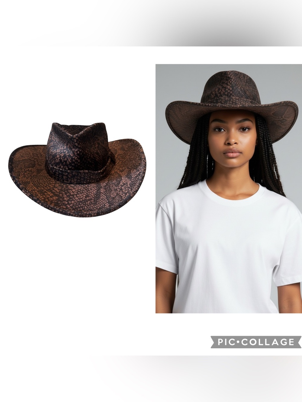 Bailey U-Rollit Python Print Velour Rancher Hat Brown Black OS